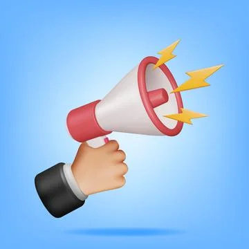 3D Megaphone in Hand Isolated Stock Illustration
