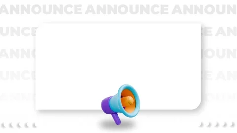 3D Megaphone Icon with Blank White Board for Important Notice and Announcem.. Stock Footage 340401141