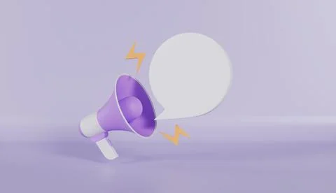 3d megaphone, loudspeaker with speech bubble Stock Illustration