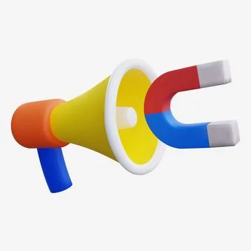 3D Megaphone with Magnet Design Stock Illustration