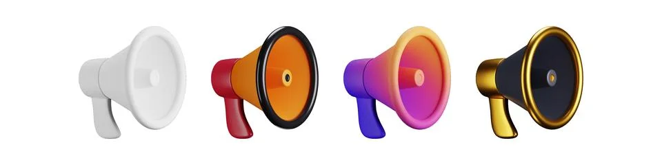 3D megaphone set packed with stylish marketing vectors for corporate branding Ilustración de archivo