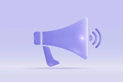 3d megaphone speaker flash lightning symbol Isolated on light blue backgrou.. Stock Illustration