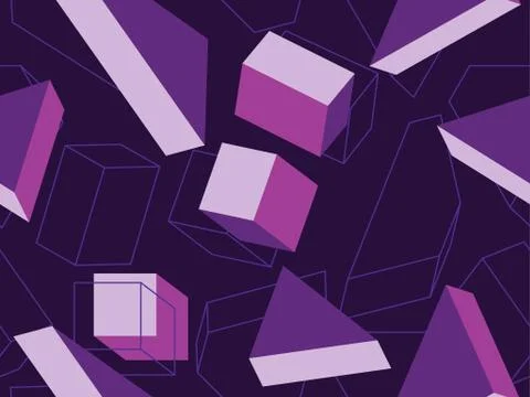 3d memphis seamless pattern with geometric shapes in style 80s. Background fo Stock Illustration