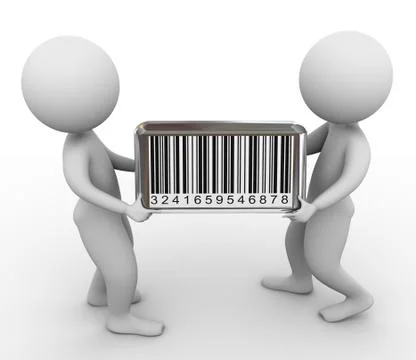3d men and barcode Stock Illustration