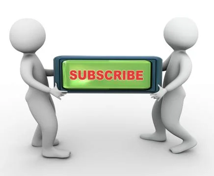 3d men carrying subscribe button Illustrazione stock
