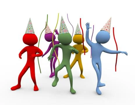3d men dance - party time Stock Illustration