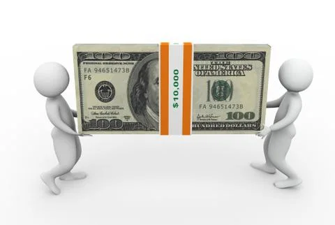 3d men with dollar pack Stock Illustration