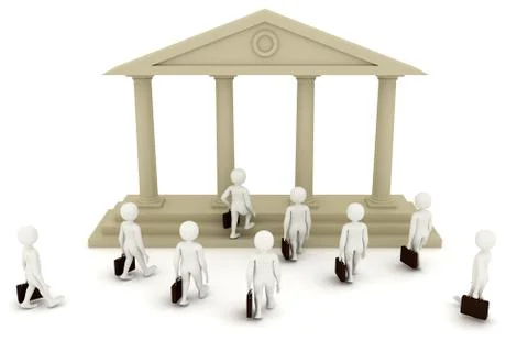 3d men going to bank Ilustración de archivo