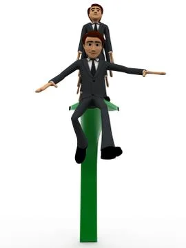 3d men jumpin from arrow in queue concept Stock Illustration