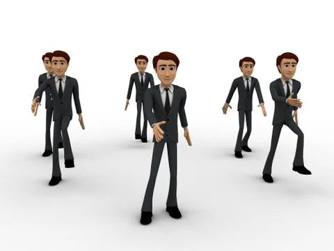 3d men marching concept Stock Illustration
