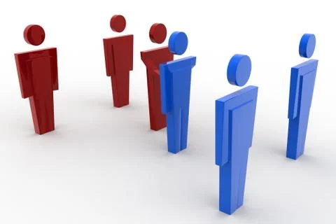 3d men meet concept Stock Illustration