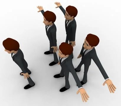 3d men n line doing exercise concept Stock Illustration