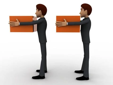 3d men in queue with delivery boxes concept 3d men in queue with delivery ... Foto stock