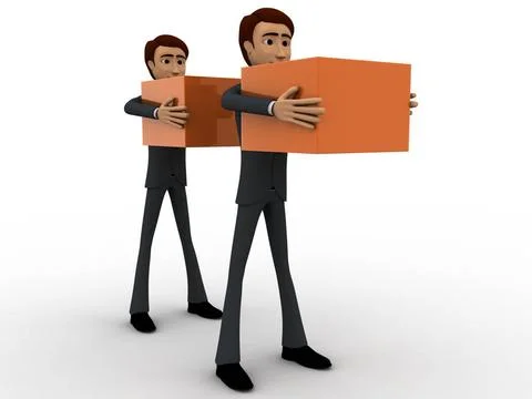 3d men in queue with delivery boxes concept 3d men in queue with delivery ... Stock Photos