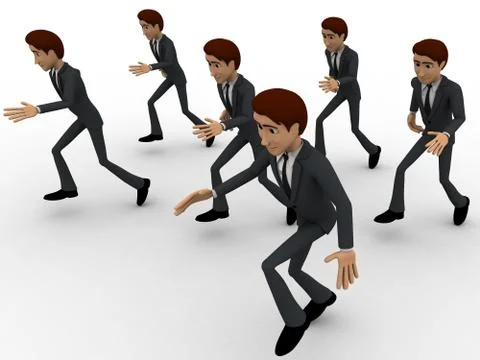 3d men running for something concept Stock Illustration