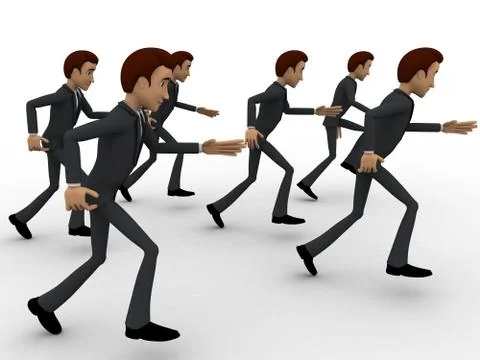 3d men running for something concept Stock Illustration