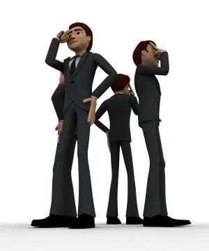 3d men in serious thinking concept Stock Illustration