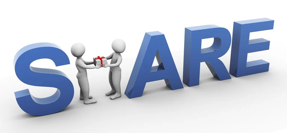 3d men sharing Illustrazione stock