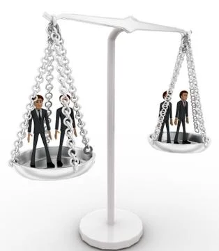 3d men standing inside weighing scale concept Stock Illustration