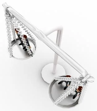 3d men standing inside weighing scale concept Illustrazione stock