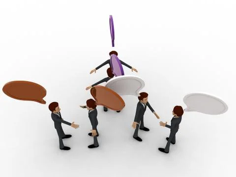 3d men talking with each other and chat bubble concept Illustration