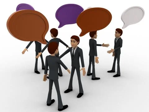 3d men talking with each other and chat bubble concept Illustration