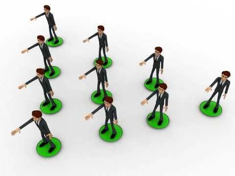 3d men team standing in triangular shape concept Stock Illustration