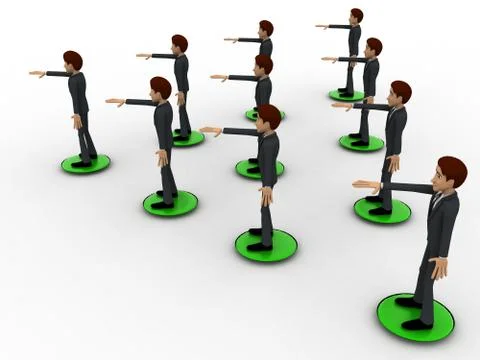 3d men team standing in triangular shape concept Stock Illustration