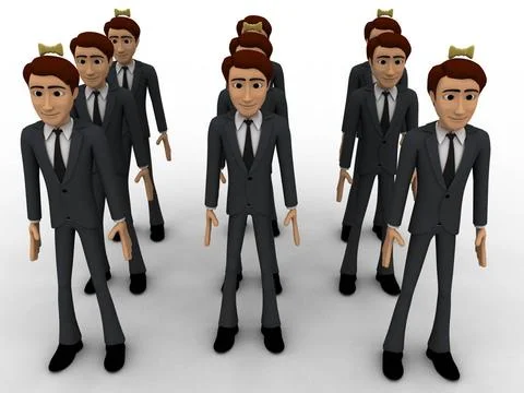 3d men in three queue concept 3d men in three queue concept on white backg... Stock Photos