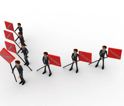 3d men with vacancy banner in hand concept Illustrazione stock