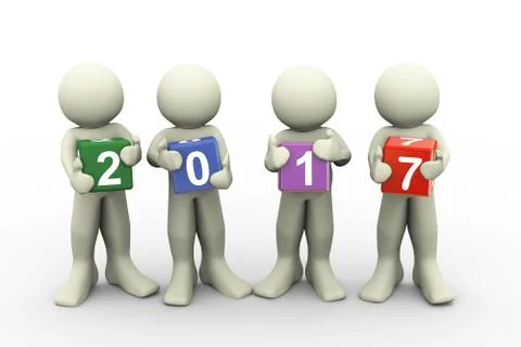 3d men with year 2017 Stock Illustration