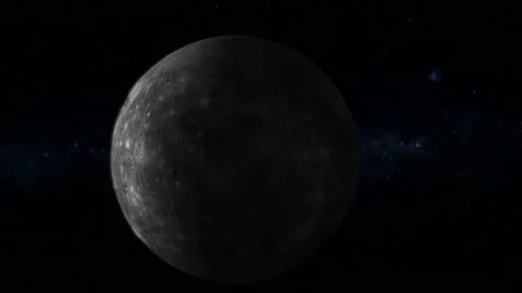 3d Mercury planet zoom in on space with star Stock Footage 221905928