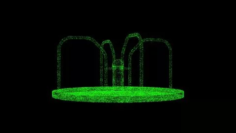 3D merry go round on black bg. Object dissolved green flickering particles. B 스톡 일러스트
