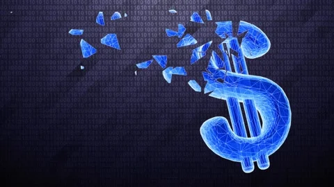 3D mesh of dollar icon isolated in binary cyberspace. Stock Footage 236777132