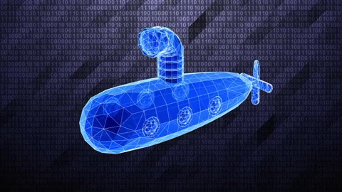 3D mesh submarine on binary background. Stock Footage 234428338