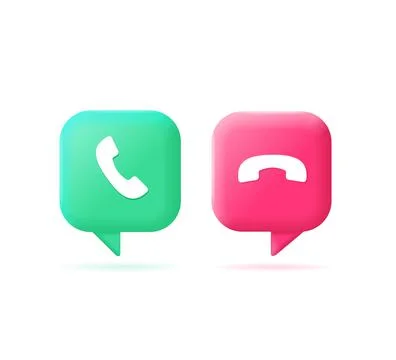 3d Messenger Phone Call Button Set Plasticine Cartoon Style. Vector Stock Illustration