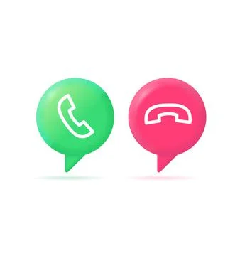 3d Messenger Phone Call Button Set Plasticine Cartoon Style. Vector Stock Illustration
