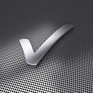 3d metal check mark icon on metal perforated. 3d image Stock Illustration