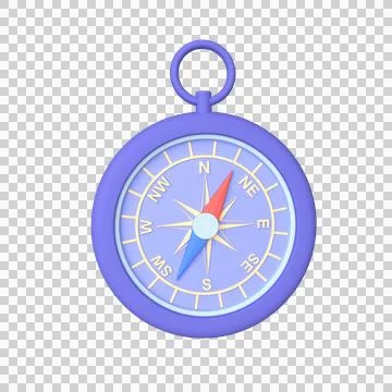 3d metal compass on a white background. Compass tool Stock Illustration