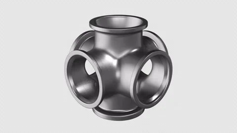 3D Metal Cross Pipe Rotating on a Transparent Background. Seamless Loop. 4K Stock Footage 284822169