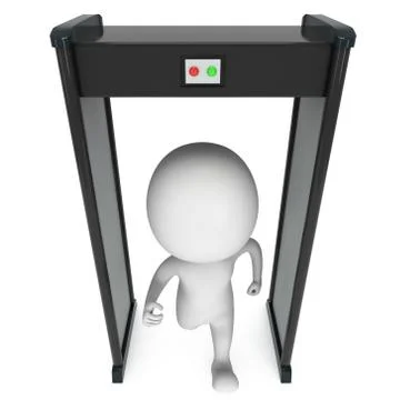 3D metal detector scanner and running man isolated on white Illustrazione stock