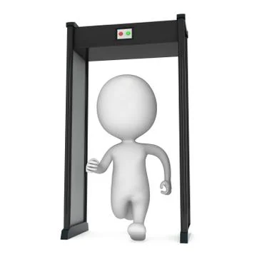 3D metal detector scanner and running man isolated on white Illustrazione stock