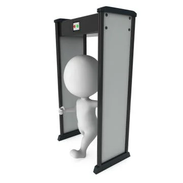 3D metal detector scanner and running man isolated on white Illustrazione stock