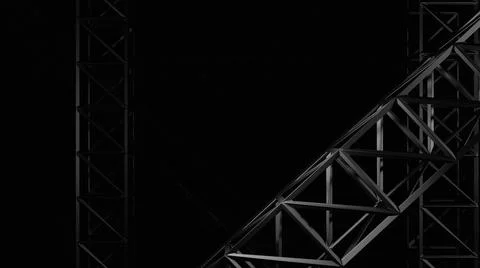 3d metal frames move in dark. Design. Metal building frames are moving into Ilustración de archivo