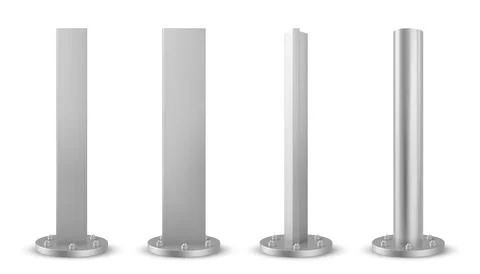 3d metal pole base of different shape Illustrazione stock