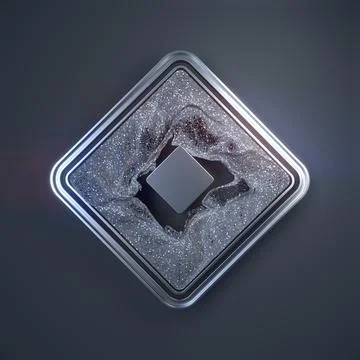 3D Metal Square Frame with Silver Glowing Particles Stock Illustration