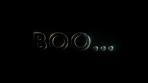 3d metal text Boo shimmers on a black background Stock Footage 160032886