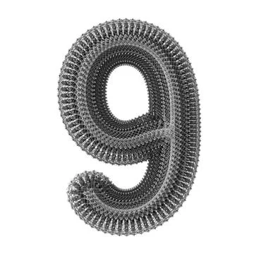 3d Metal wire isolated creative number 9 イラスト素材