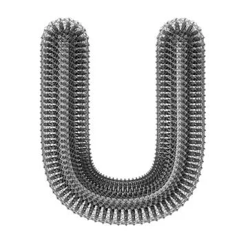 3d Metal wire isolated creative letter U Stock Illustration
