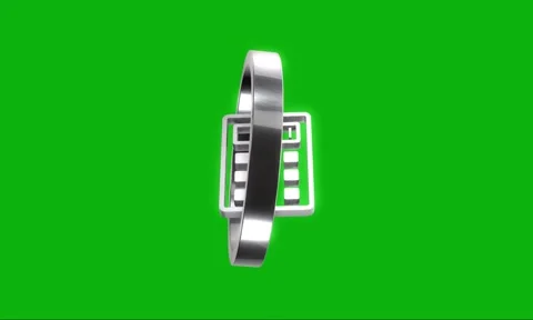 3D metallic calculator icon rotating in silver circle on green screen backg.. Stock Footage 346499644